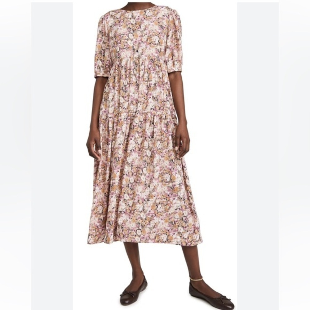 EN SAISON Jocelyn Floral Tiered Midi Dress Open Back - Cottagecore‎ Size Small